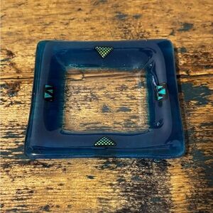 Blue Fused Glass Square Decorative Dish